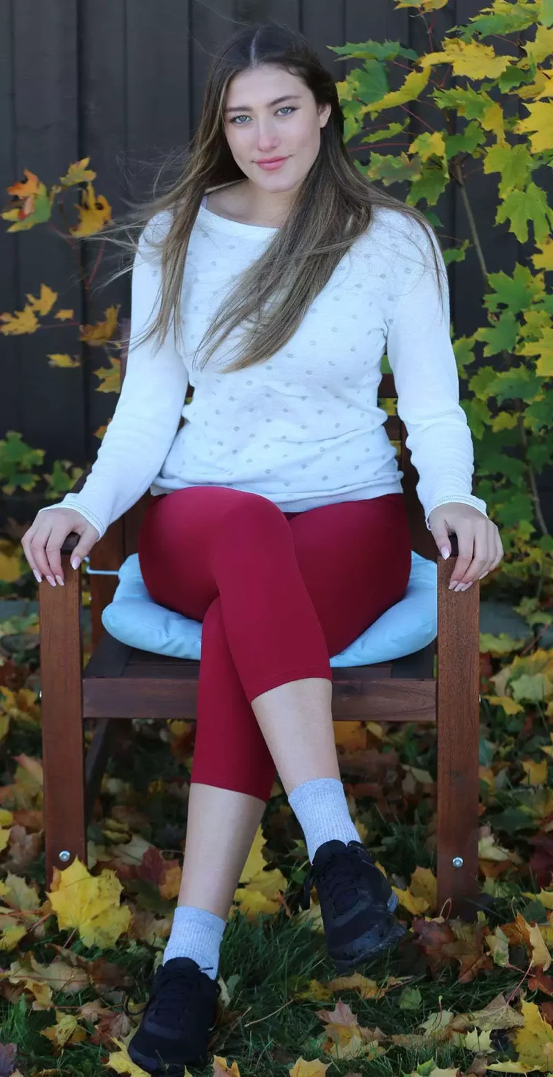 Marsala High Waisted Capri Leggings