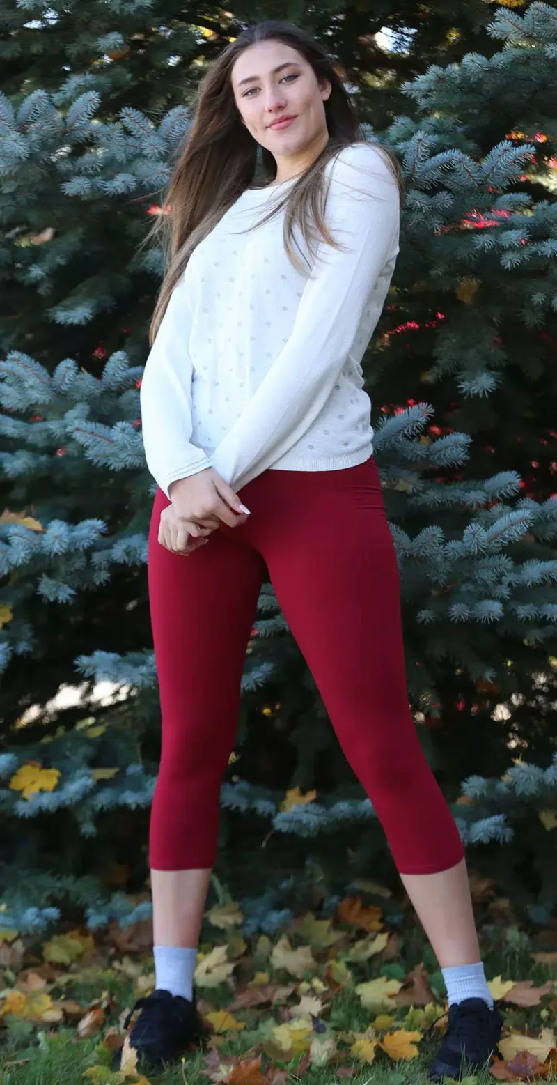Marsala High Waisted Capri Leggings