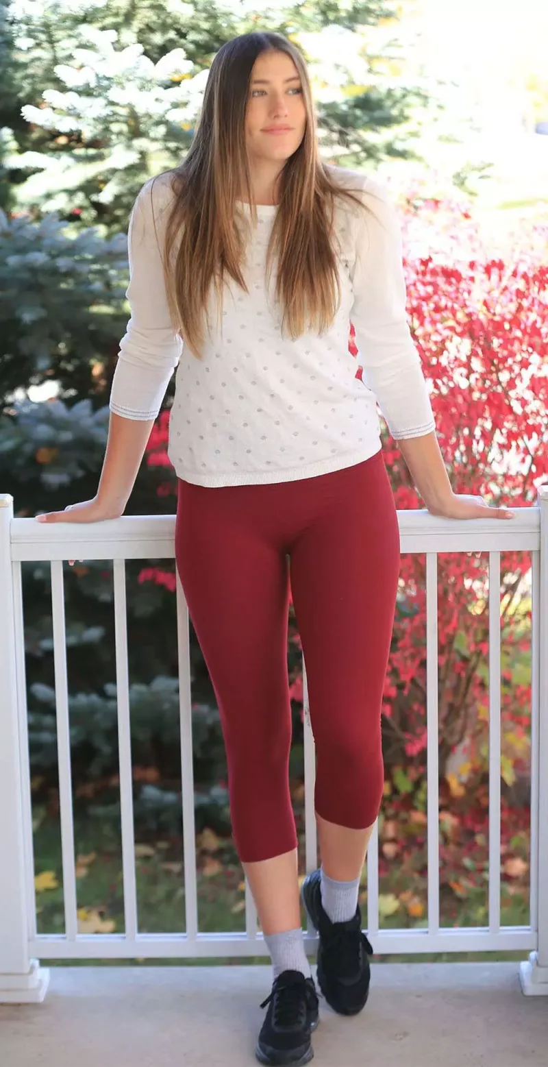 Marsala High Waisted Capri Leggings