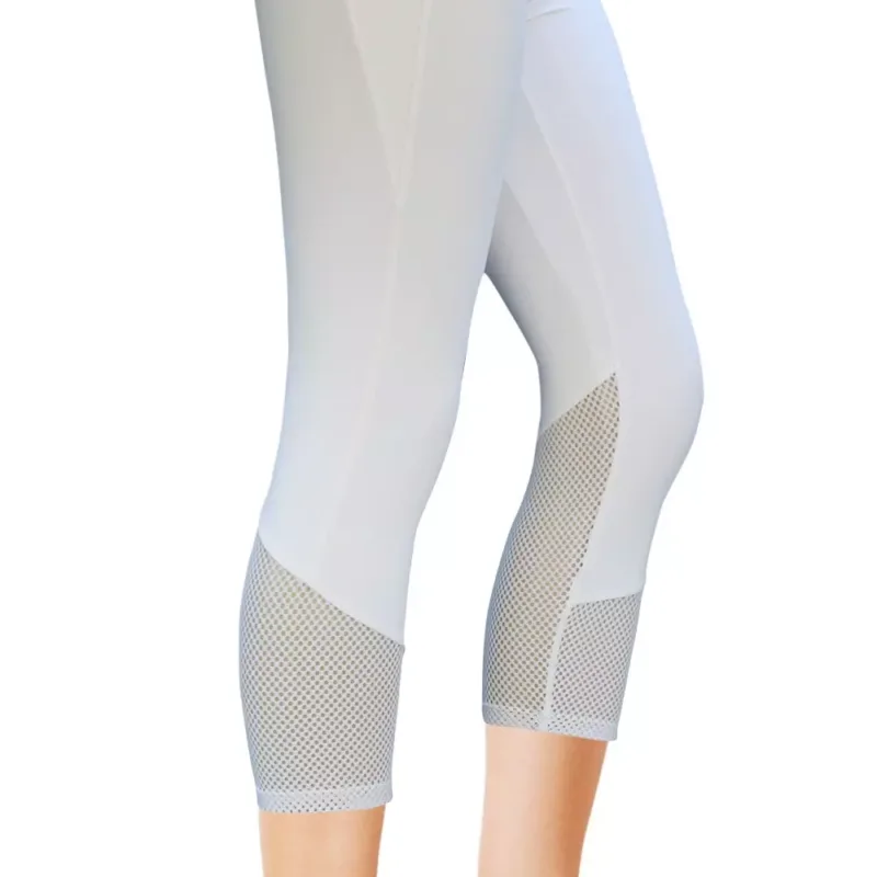White Meshed Capri Leggings Womens
