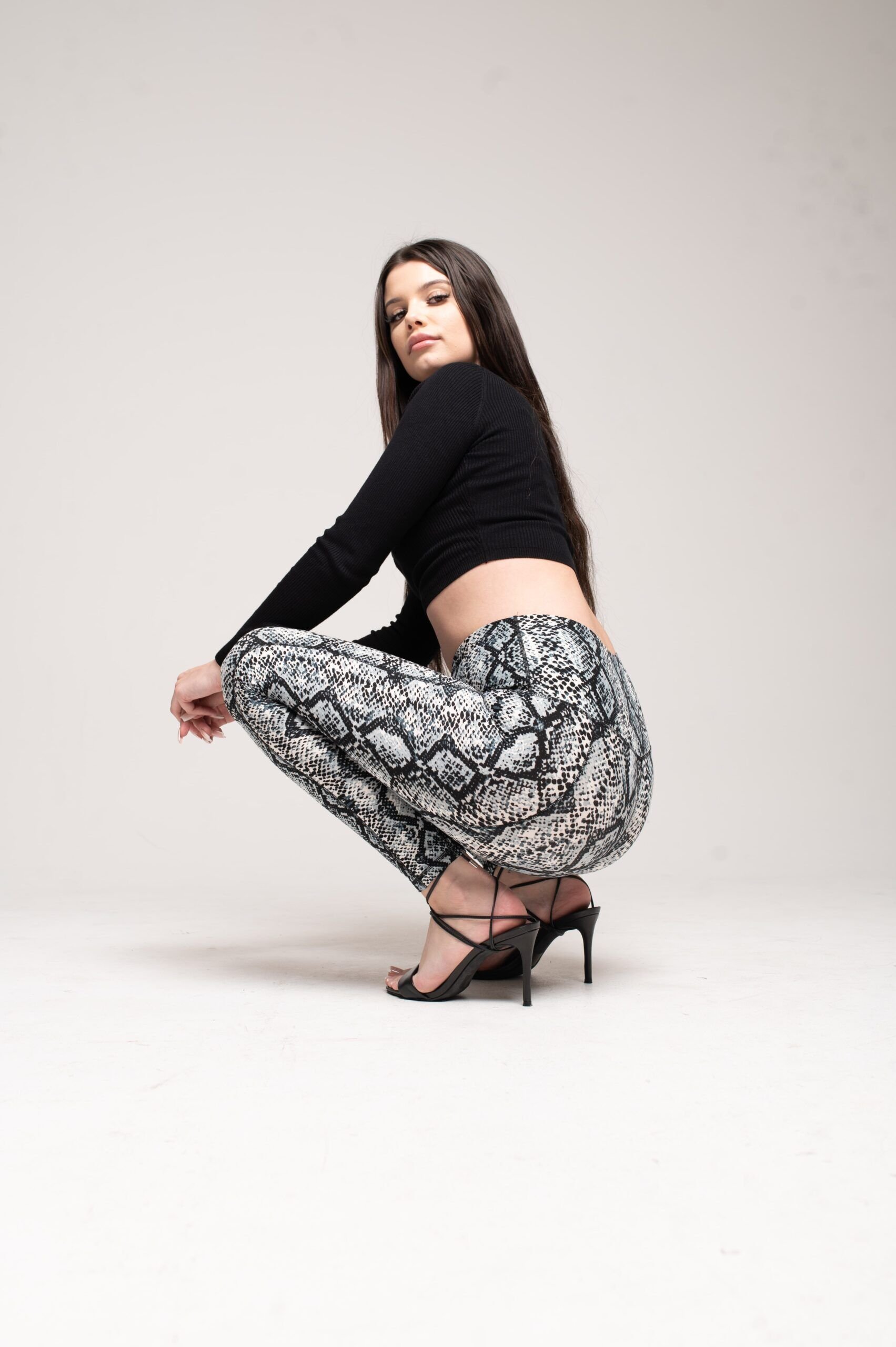 Snake Print High Waisted Leggings for Women